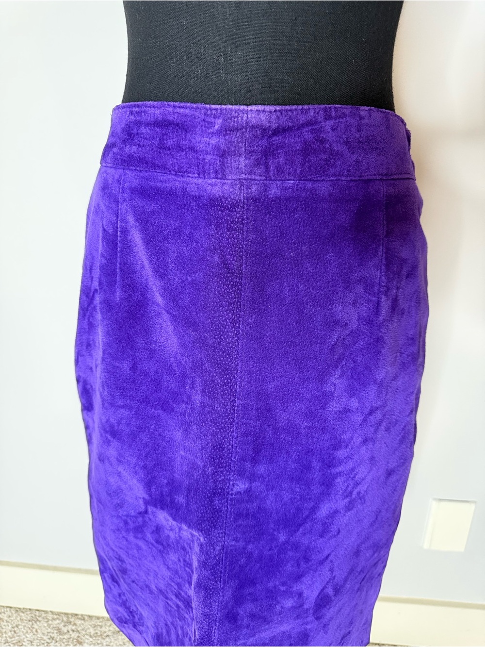 THE LEATHER RANCH Vintage Purple Suede Pencil Skirt Zipper Snap Lined Medium - Picture 2 of 10